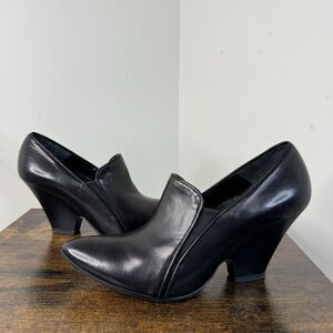 Nando Muzi Leather Nappa Nera Shoes EU 36.5 US 6.5 Black Cone Wedge Heels